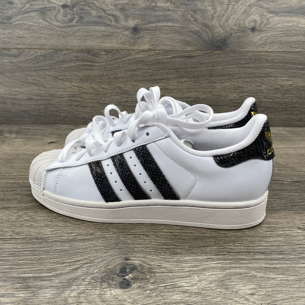 Adidas Superstar Sneakers Womens 8.5 White Black Snakeskin Shell Toe JP8162
